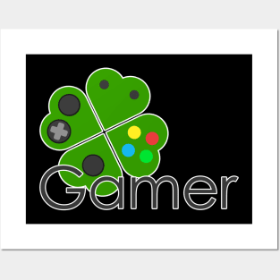 St Patricks day lucky gamer shamrock controller Posters and Art